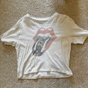 XS, cropped t-shirt, Hollister, thin, white, rolling stones logo